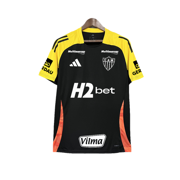 Camiseta Atlético Mineiro 25/26 Entrenamiento - Todos los Patrocinios - Negro - Versión Aficionado