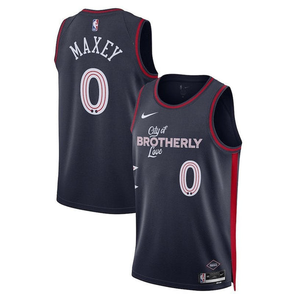 Camiseta NBA Tyrese Maxey - Philadelphia 76ers - 23/24 - Azul Marino - Edición Ciudad